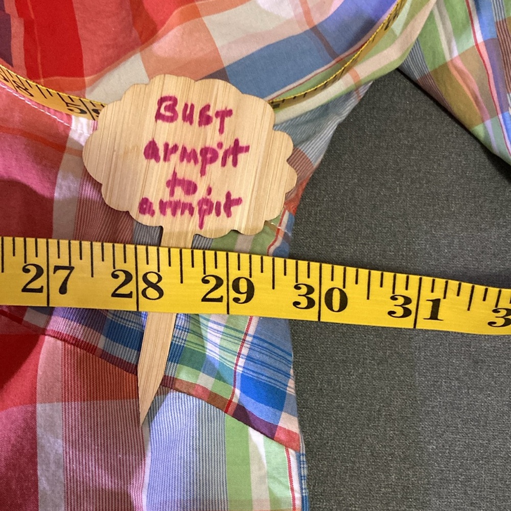 Tommy Hilfiger Size 1X colorful Plaid Long sleeves V neck shirt Made in India - Picture 11 of 12